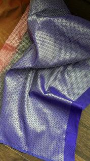 Soft Silk Kanjivaram - Brown Blue Tanchui Patli Pallu