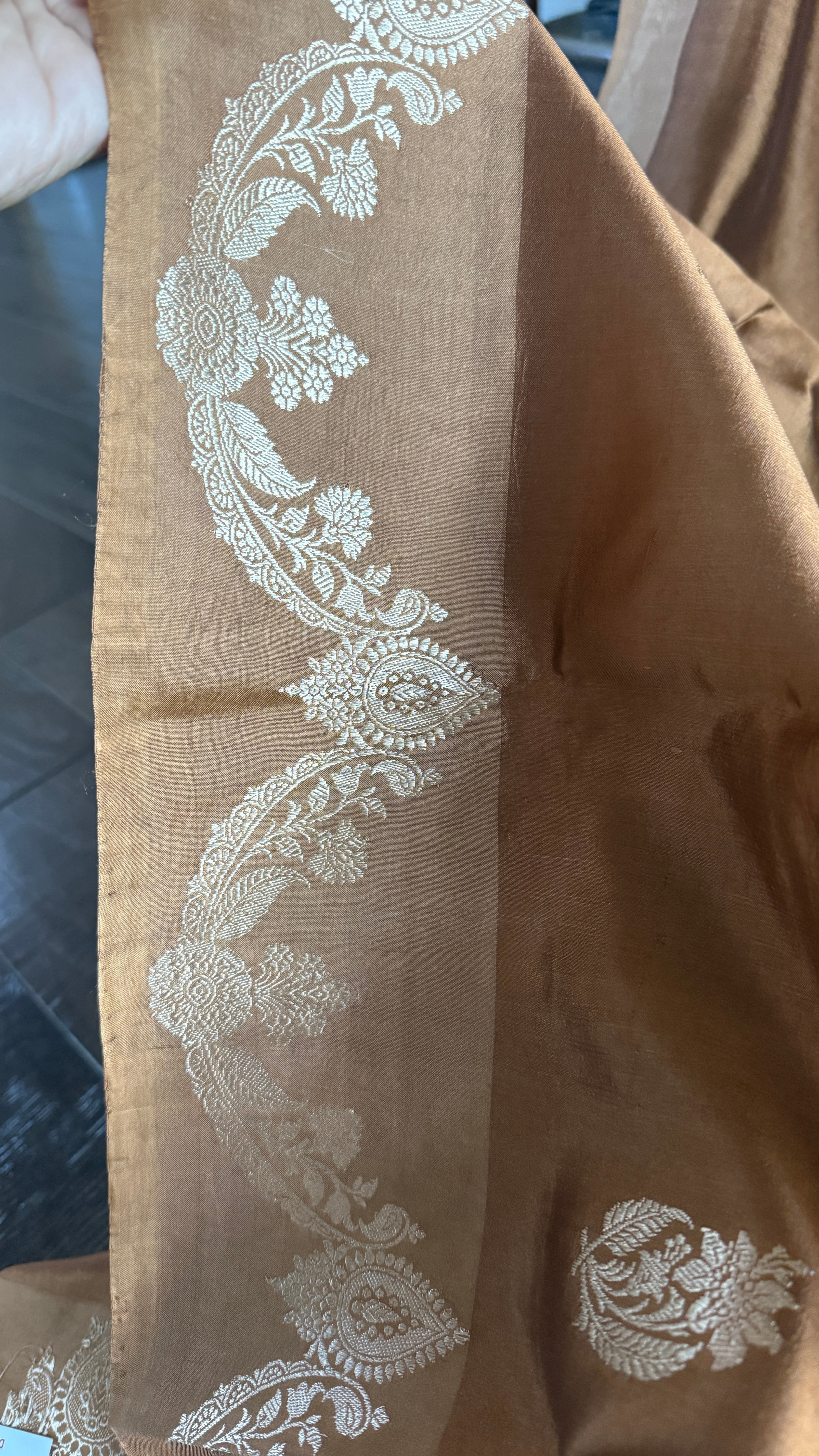 Pure Katan Silk Banarasi - Ochre Brown