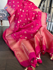 Cotton Silk Jamdaani Banarasi - Magenta Pink Woven