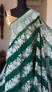 Khaddi Georgette Banarasi - Green Sona Rupa Zari