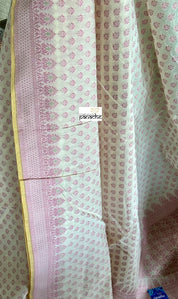 Kora Cotton Banarasi - Vintage White Pink