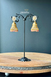 Earring 925 Silver - Gold Kundan Pearl Jhukmi