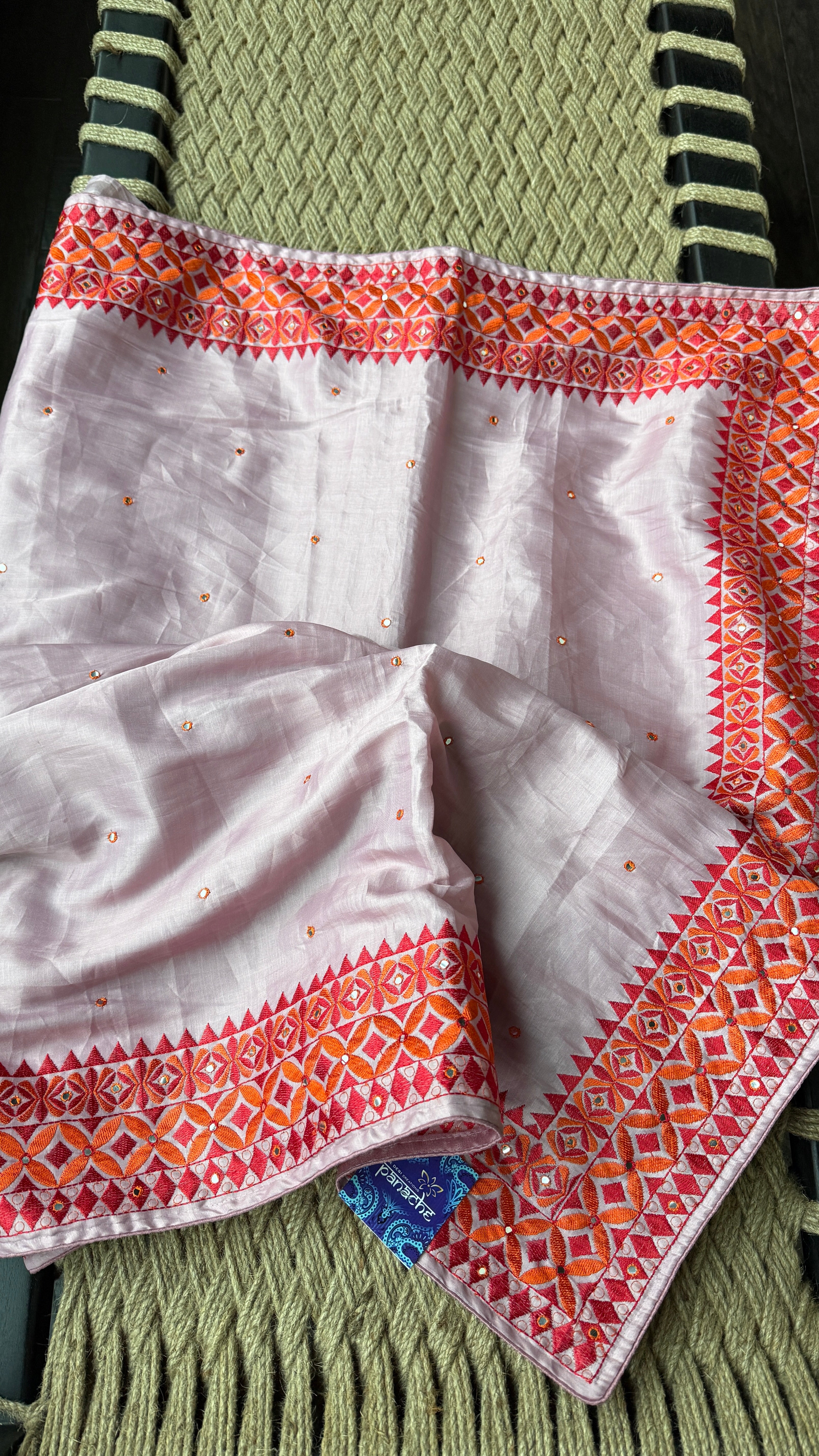 Soft Silk Kathiyawadi Embroidered - Blush Mauve Pink