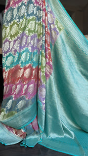 Khaddi Georgette Banarasi - Sea Green Multi color Rangkat