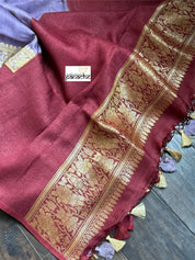 Khaddi Tussar Georgette Banarasi - Lavendor Maroon