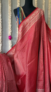 Soft Silk Banaras Saree - Red Zari Woven