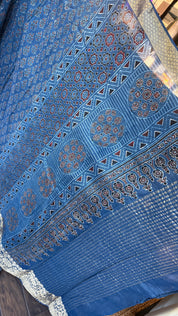 Dola Silk Ajrakh - Indigo 2