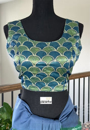 Designer Blouse - Green Blue printed