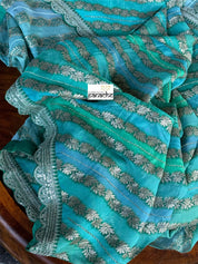 Designer Organza Leheriya - Sea green