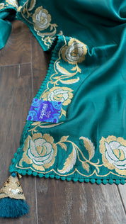 Soft Silk Embroidered - Teal