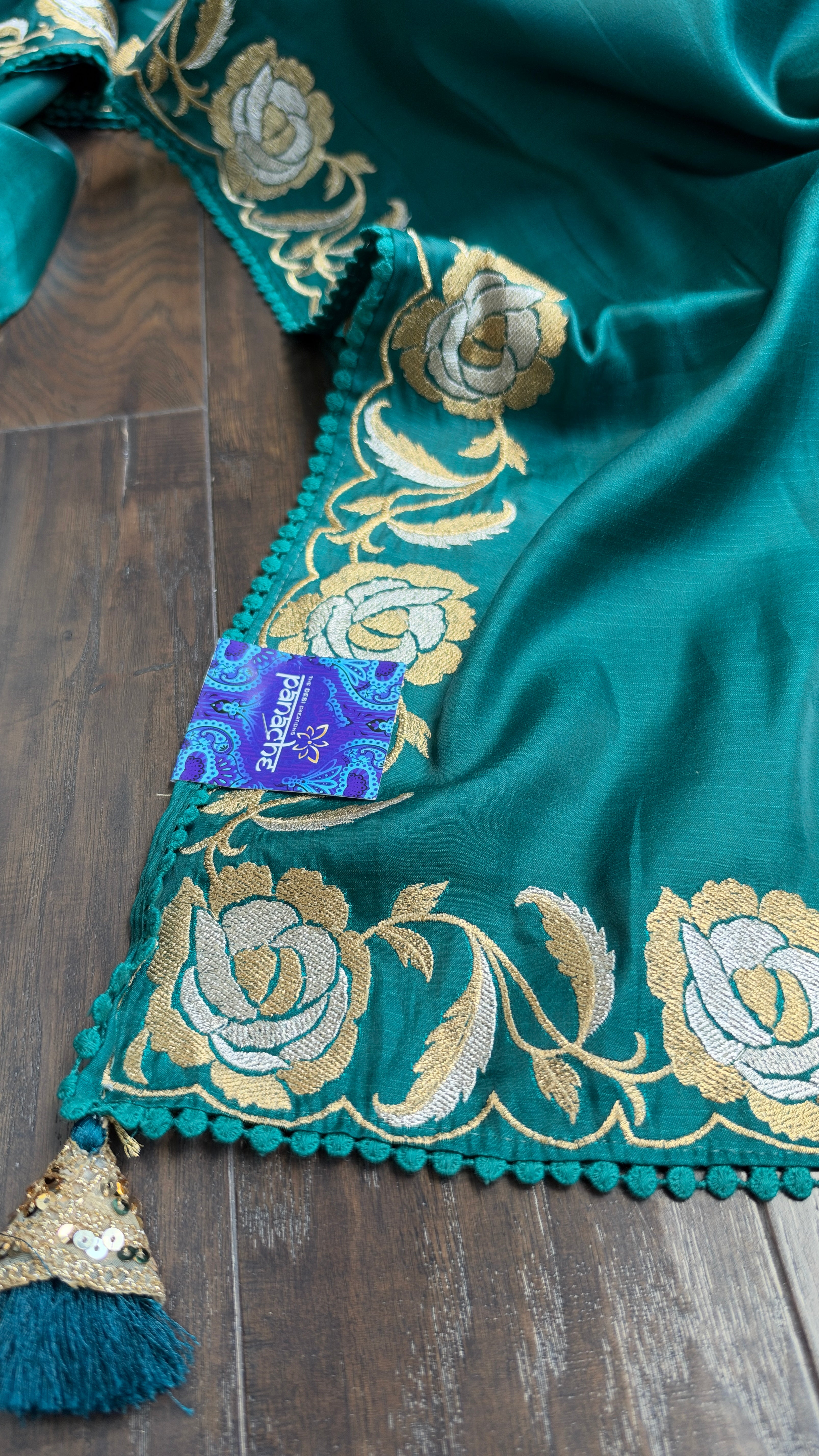 Soft Silk Embroidered - Teal