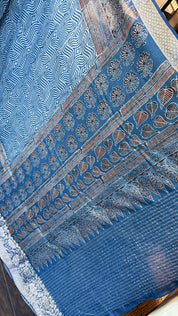 Dola Silk Ajrakh - Indigo 1