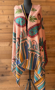Kashmiri Pashmina Stole - Thulian Pink Multi Resham Woven