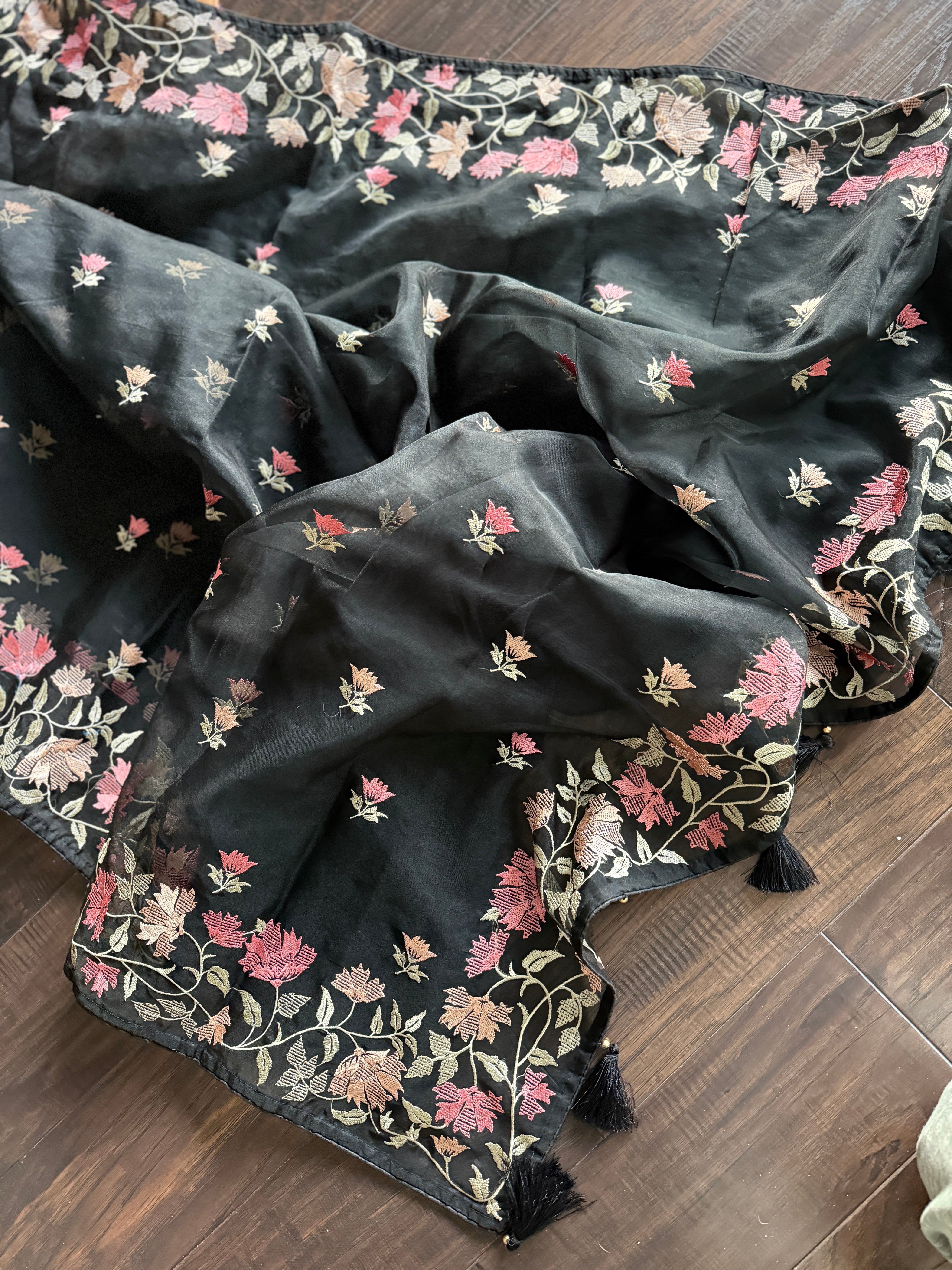Designer Organza - Black Embroidered
