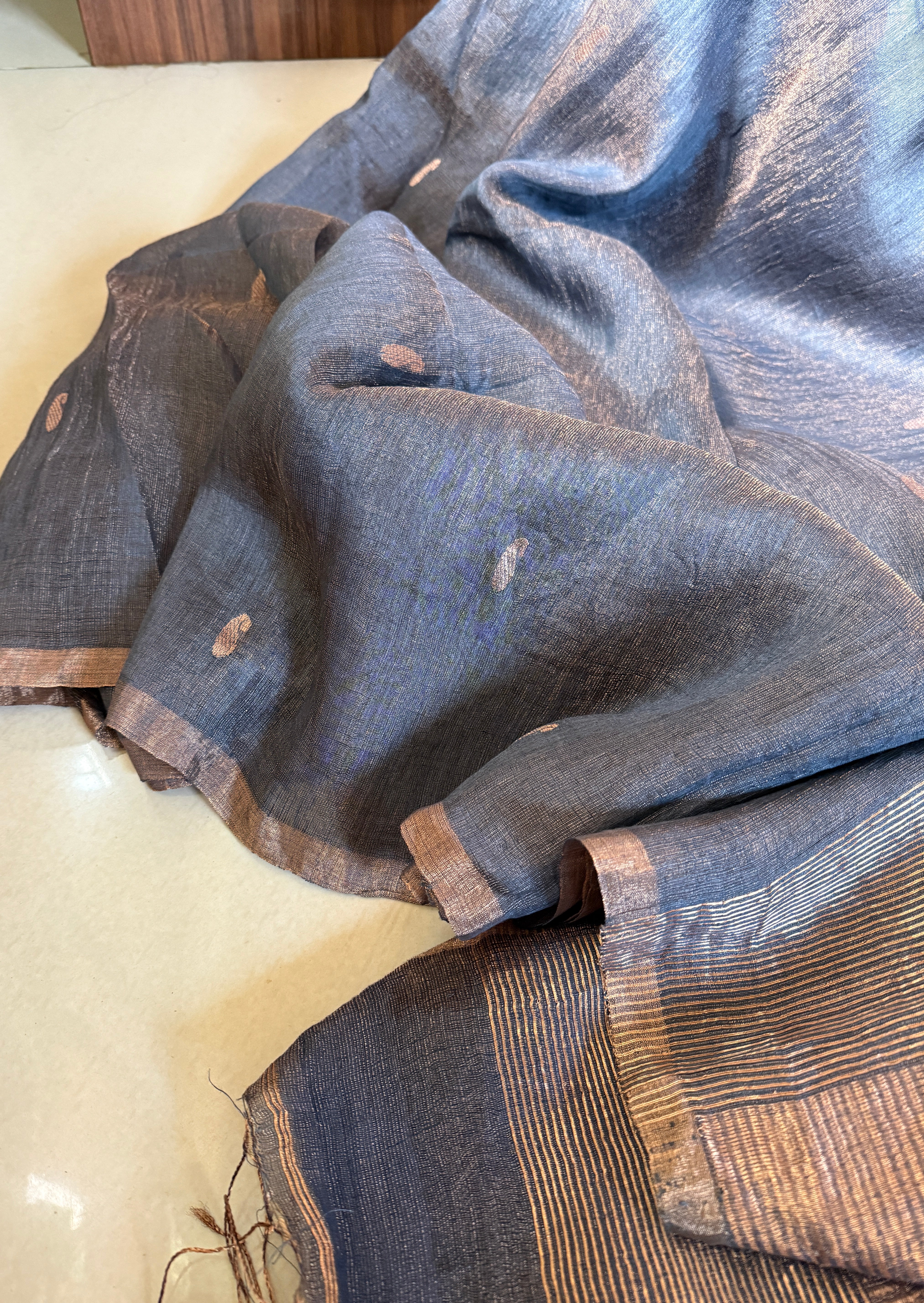 Tissue Linen Silk - Grey Mettalic