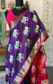 Pure Silk Ikat - Purple Red Pochampally