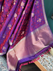 Pure Silk Mashru Banarasi- Purple