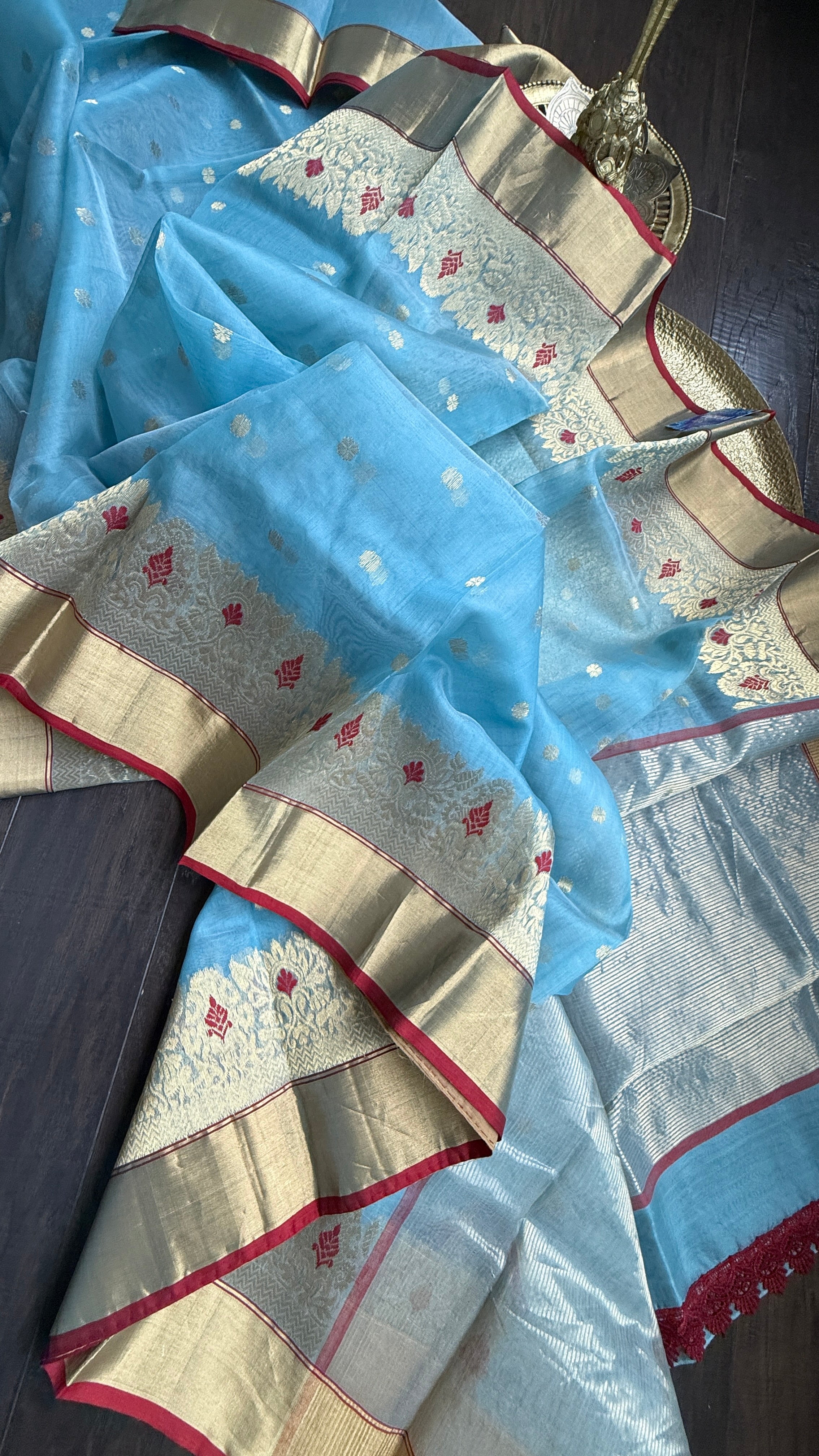 Chanderi Organza Silk - Light Blue
