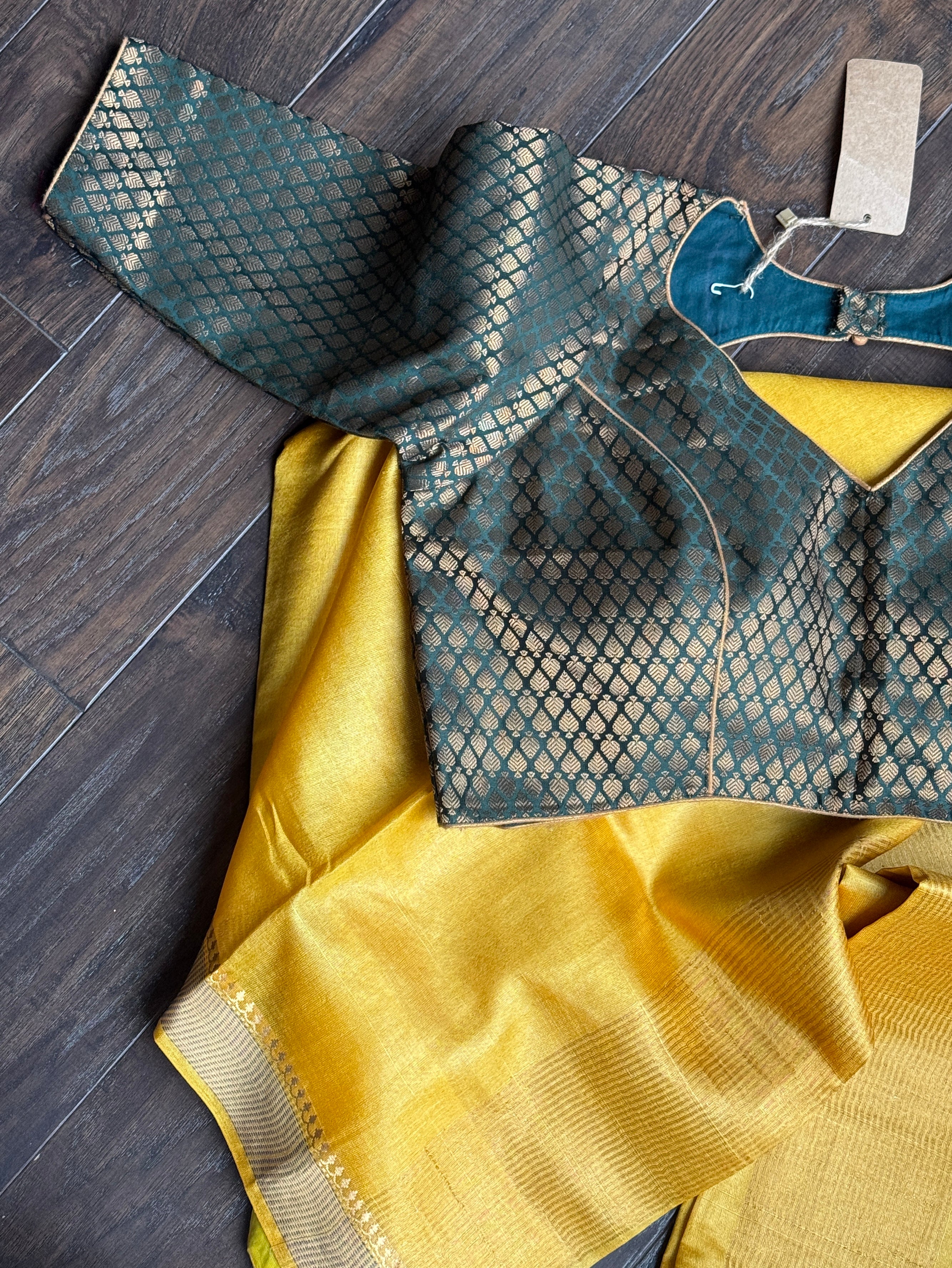 Designer Blouse - Teal Green Zari woven