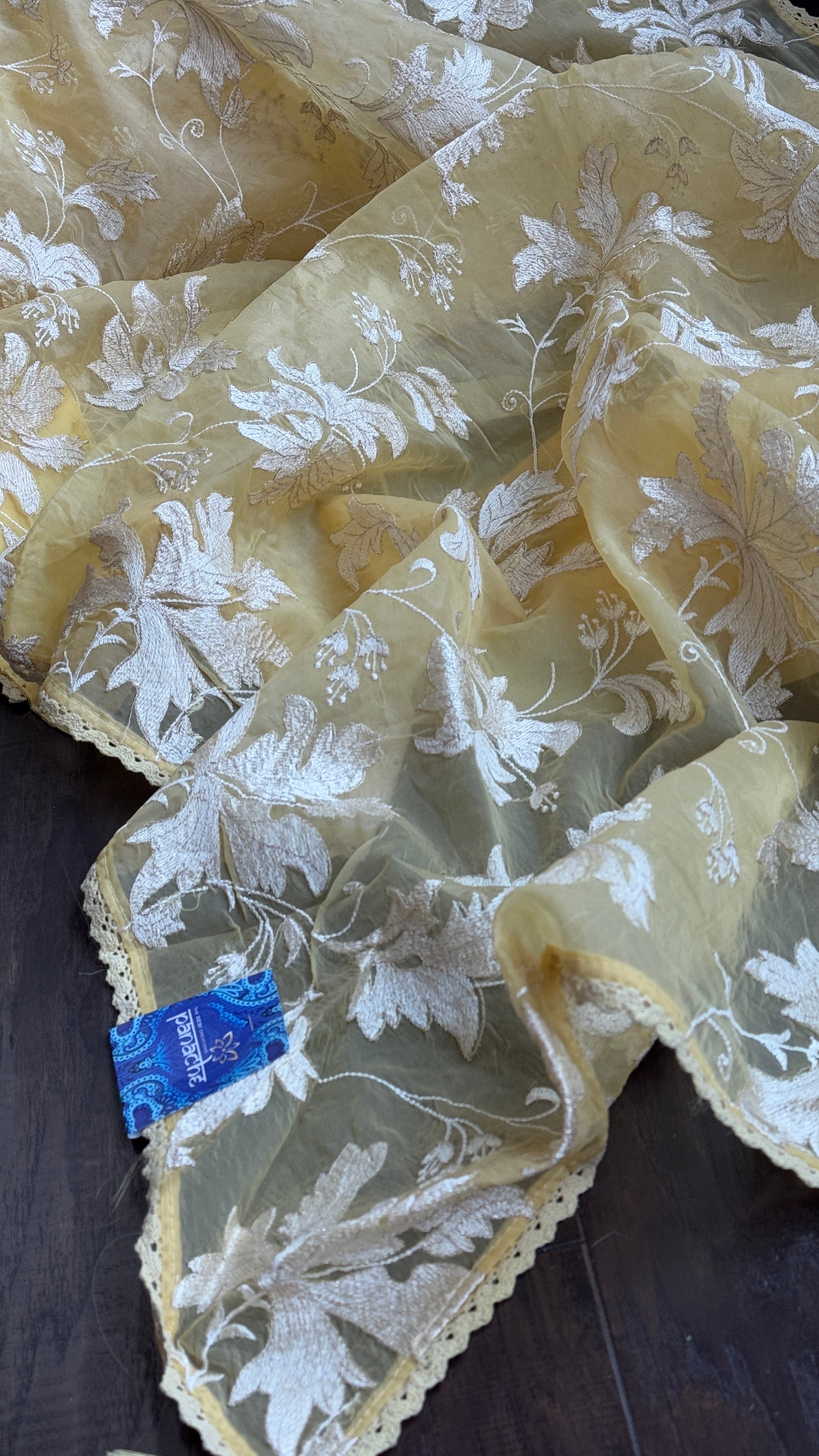 Designer Organza - Yellow Embroidered