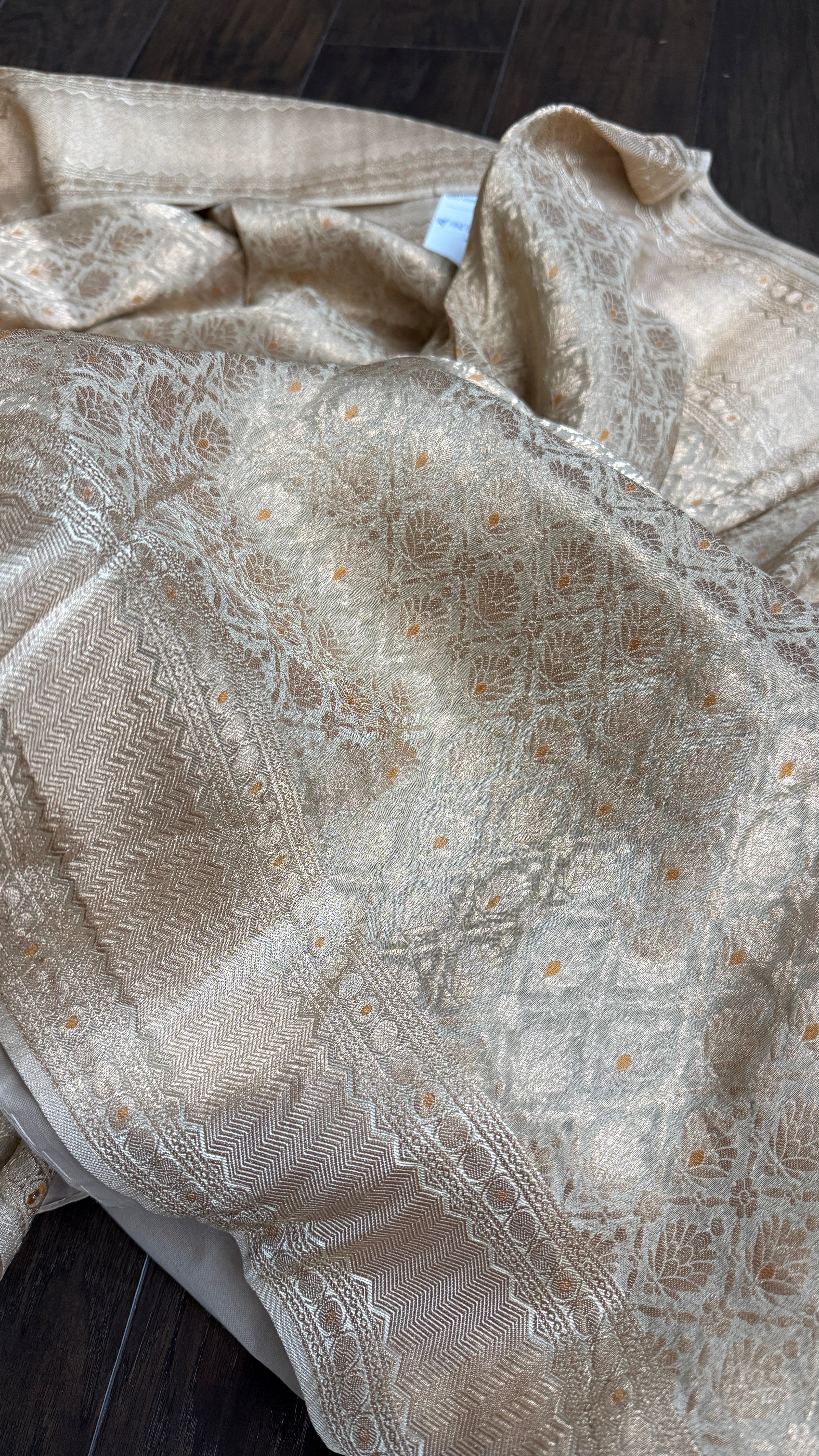 Mysore Silk Brocade - Beige Golden