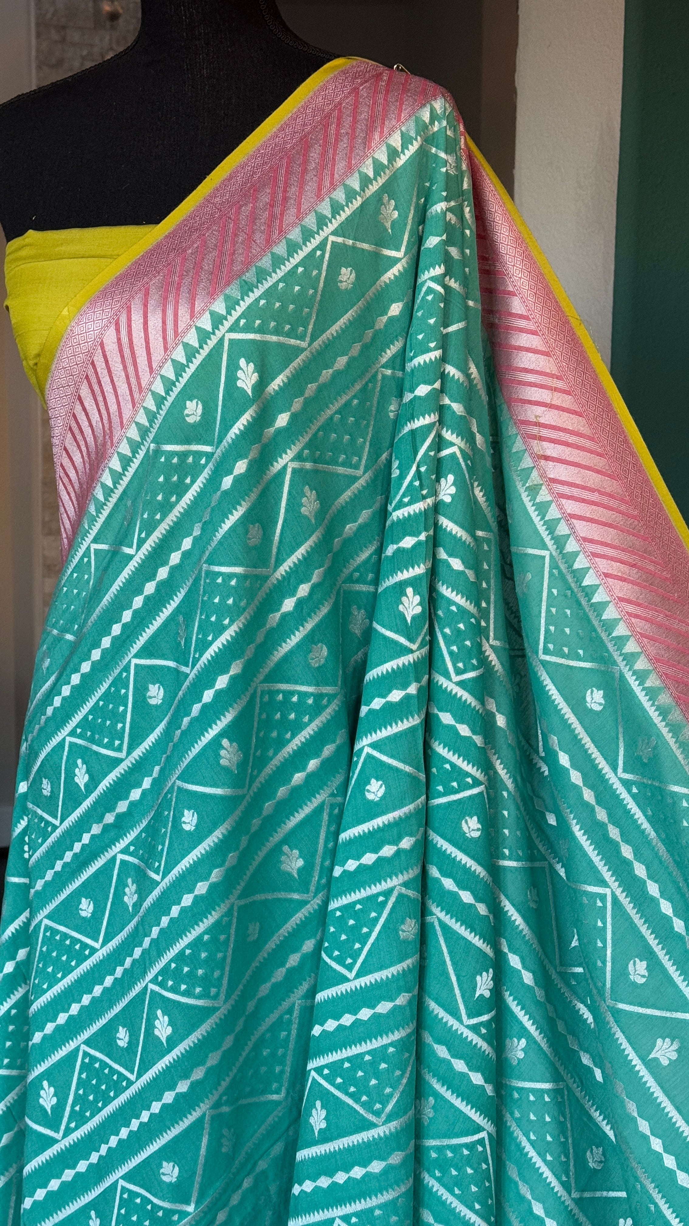 Muga Georgette Banarasi - Sea Green