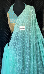 Designer Geogette Chikankari - Mint Green