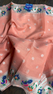 Cotton Silk Paithani - Peach Woven