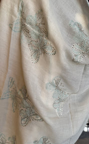Kashmiri Embroidered Stole - White