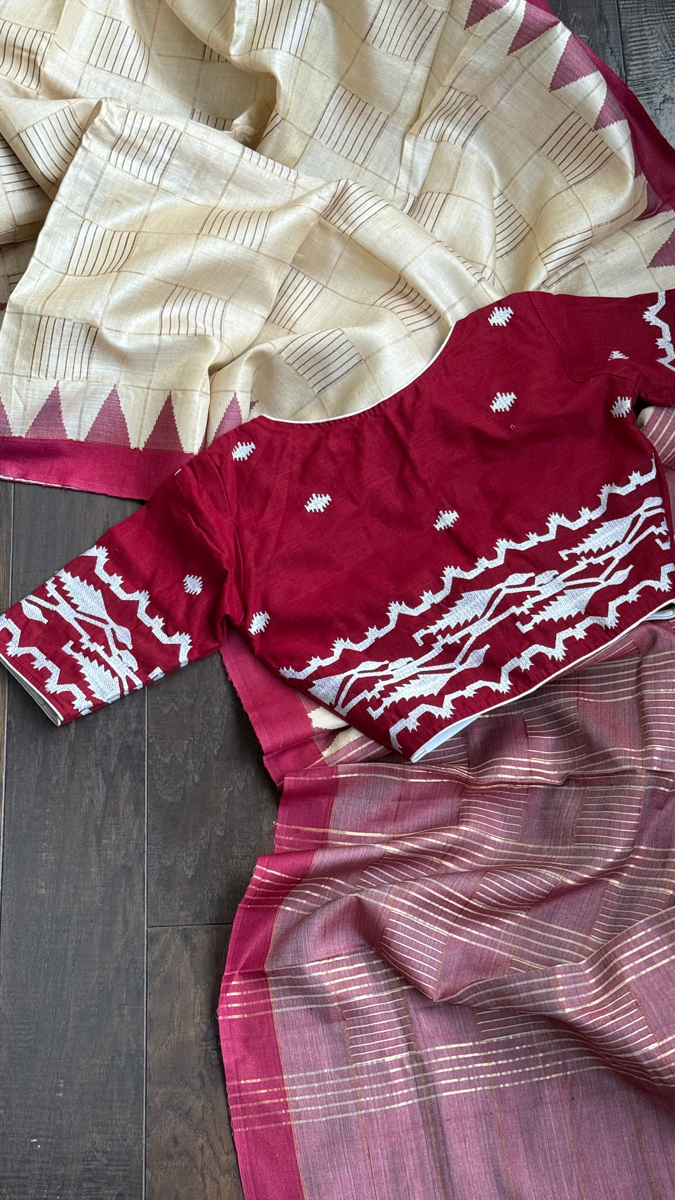 Designer Blouse - Maroon Jamdaani Woven