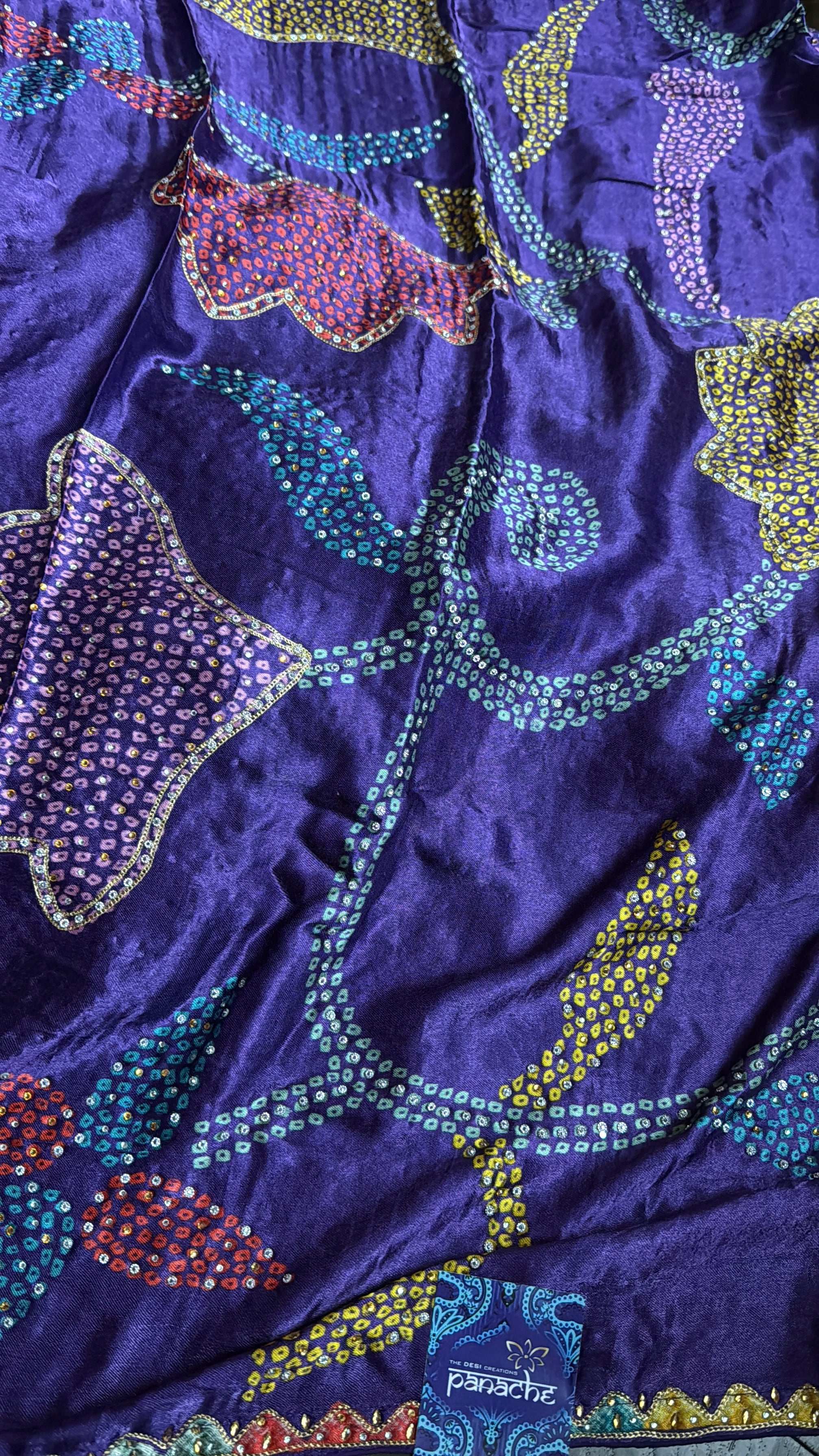 Designer Modal Silk Sequin - Purple Multi Color