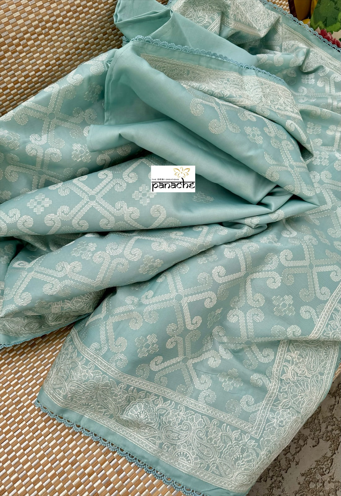 Designer Soft Silk - Light Blue Embroidered