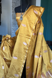 Pure Silk Mashru Banarasi- Ochre Yellow