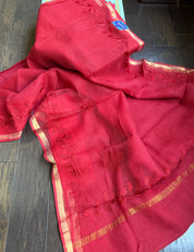 Embroidered Kota Silk - Red