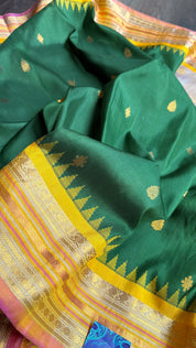 Pure Silk Kuttu Gadwal - Green Yellow