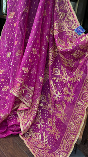 Designer Jamdaani Cutdana Embroidered - Magenta Pink