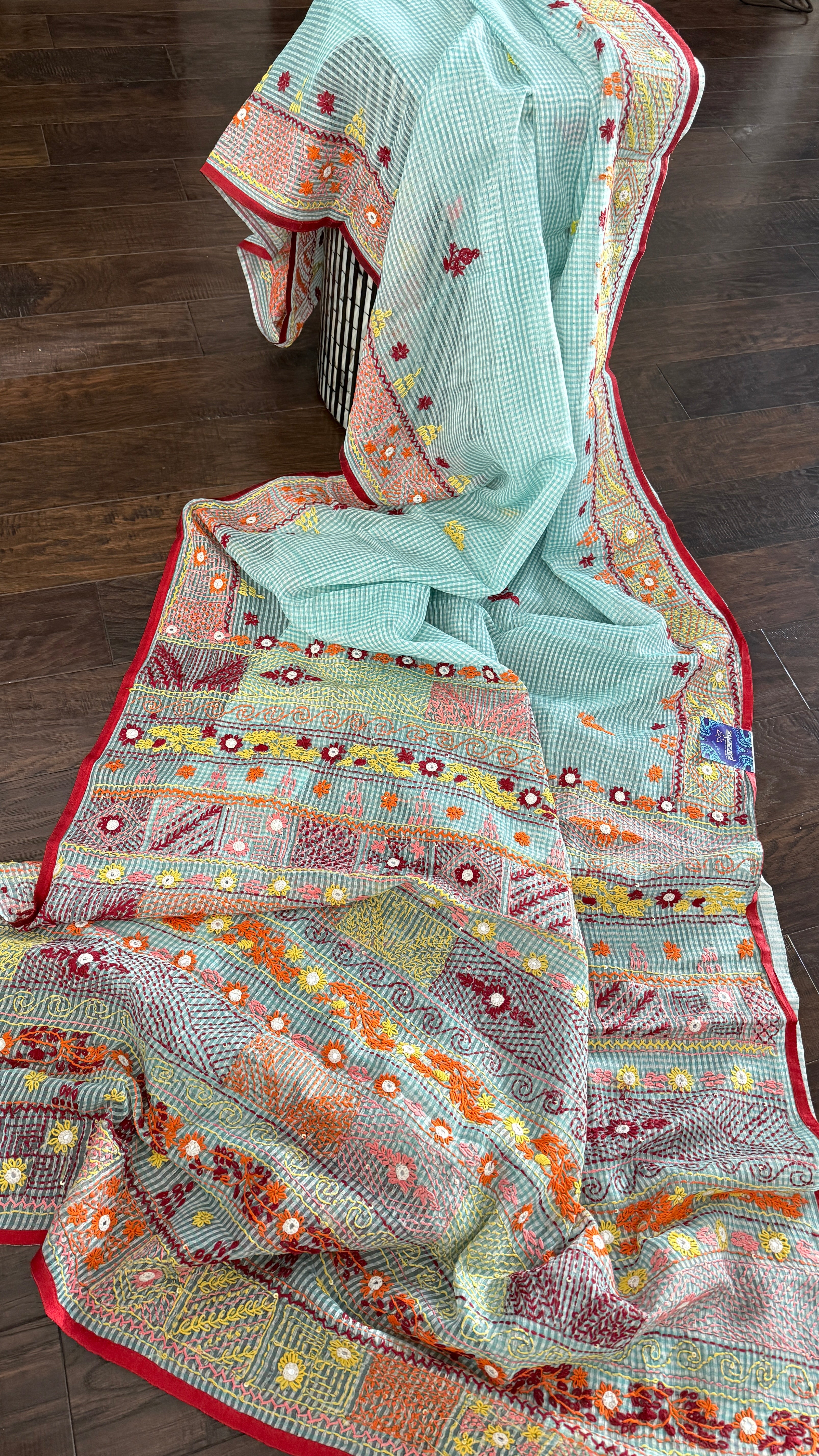 Kota Silk Lambani - Aqua Blue Embroidered