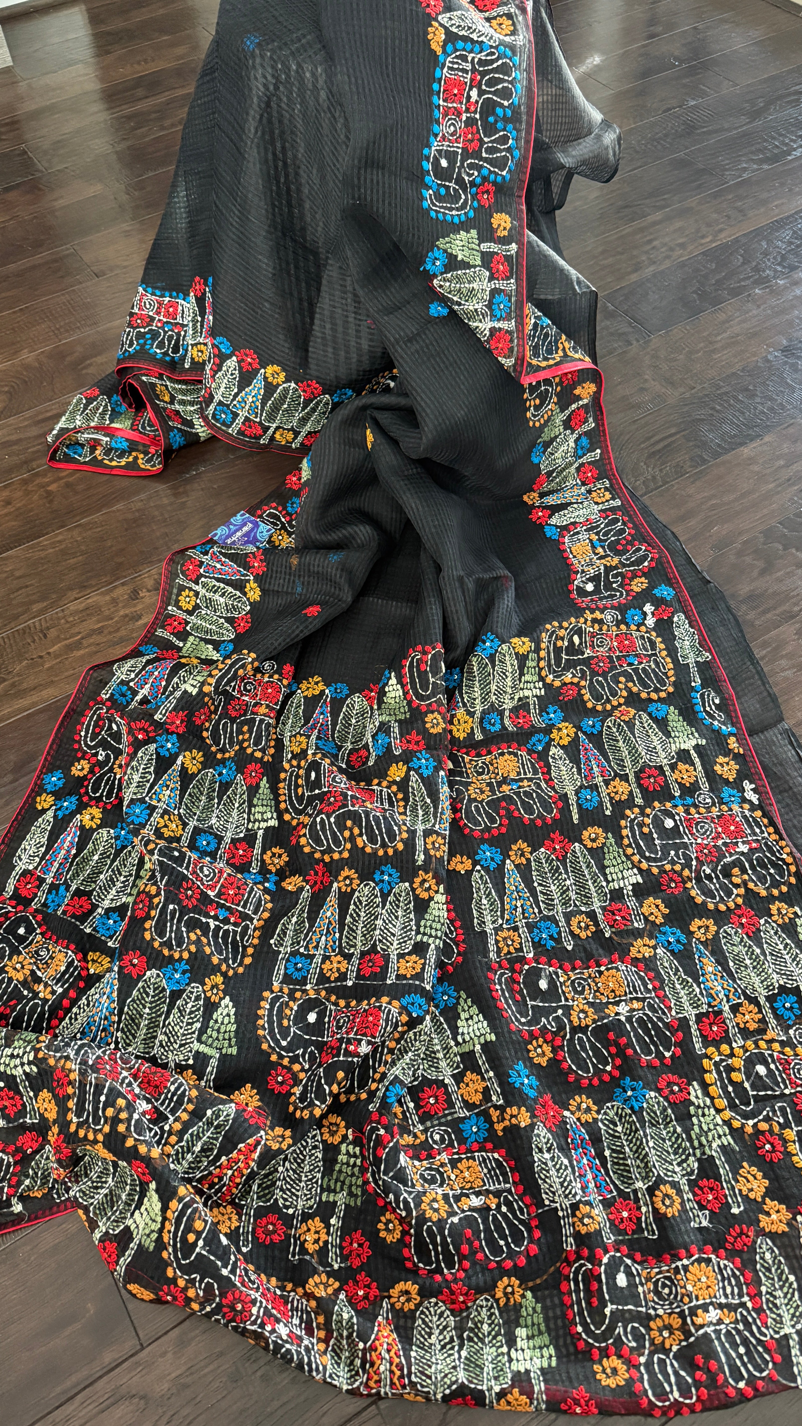 Kota Silk Lamban - Black Embroidered