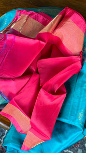 Soft Silk Kanjivaram - Teal Blue Magenta