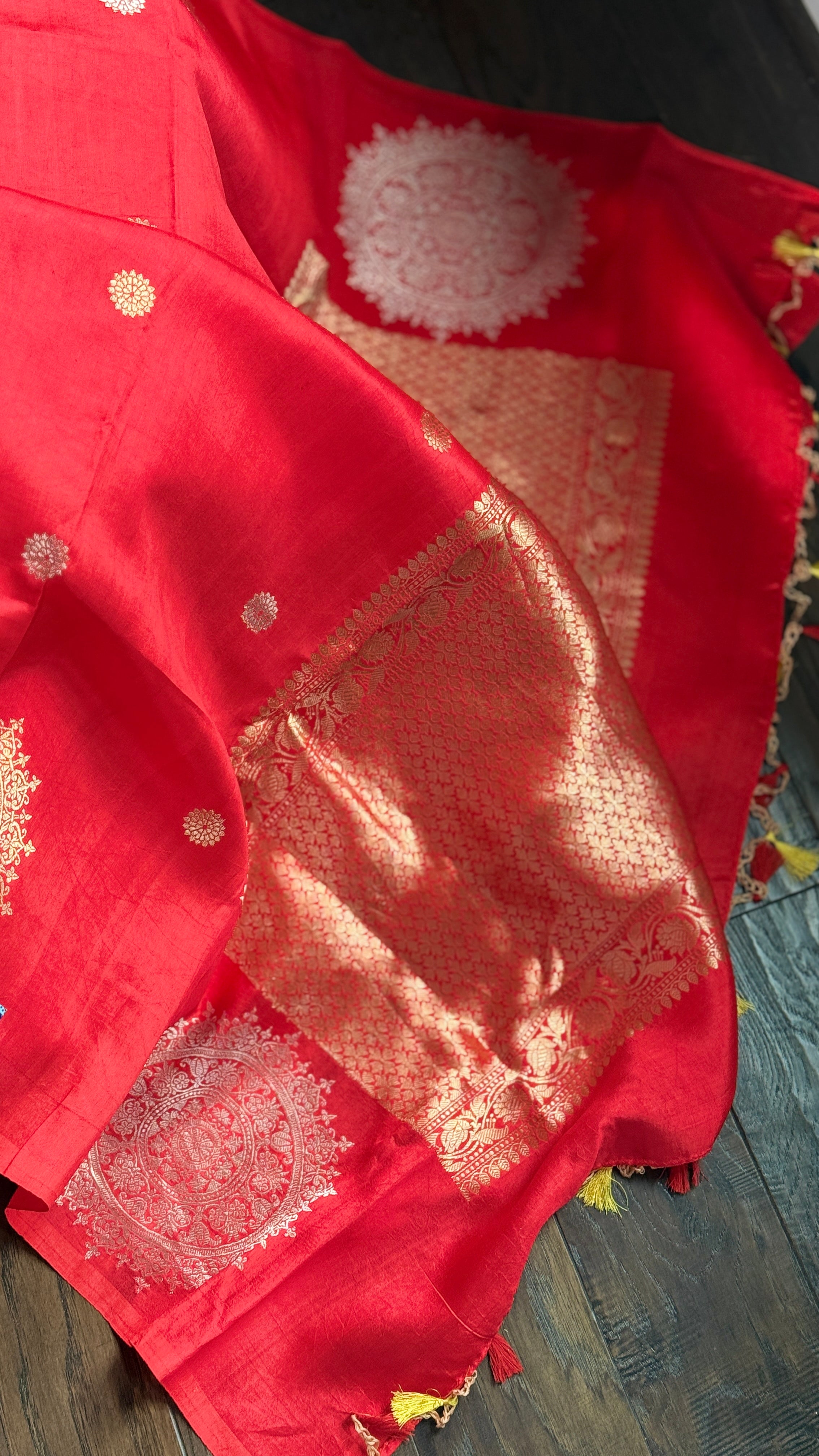 Pure Katan Silk Banarasi - Red woven