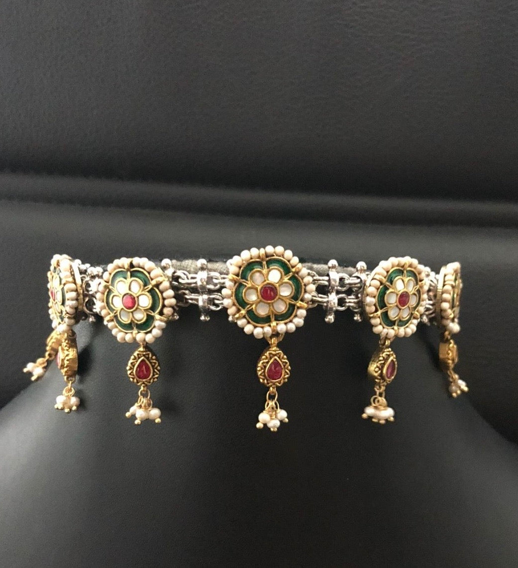 Silver 925 Choker - Jadau Kundan Pearl