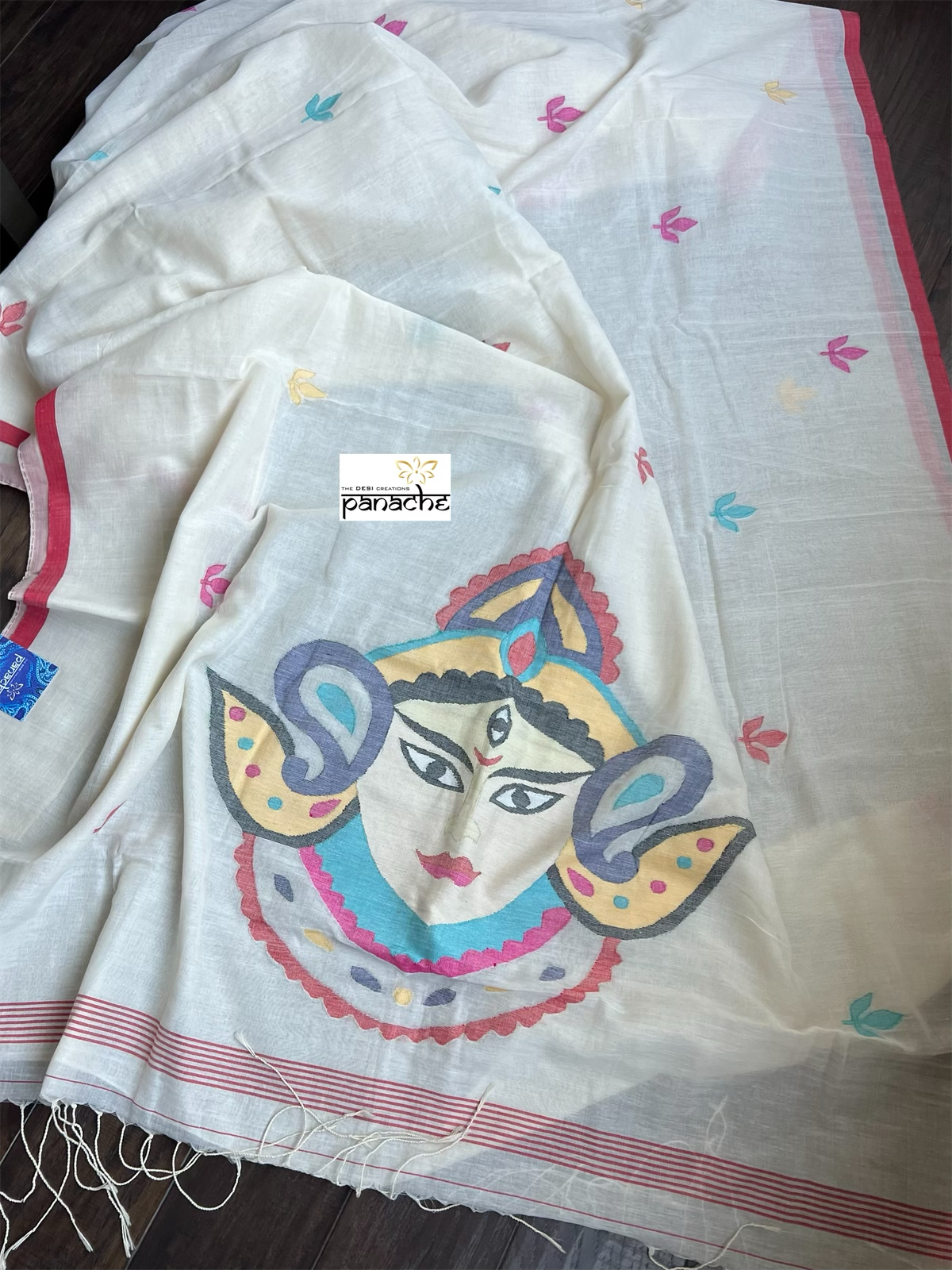 Pure Khadi Cotton  - Cream Durga Woven