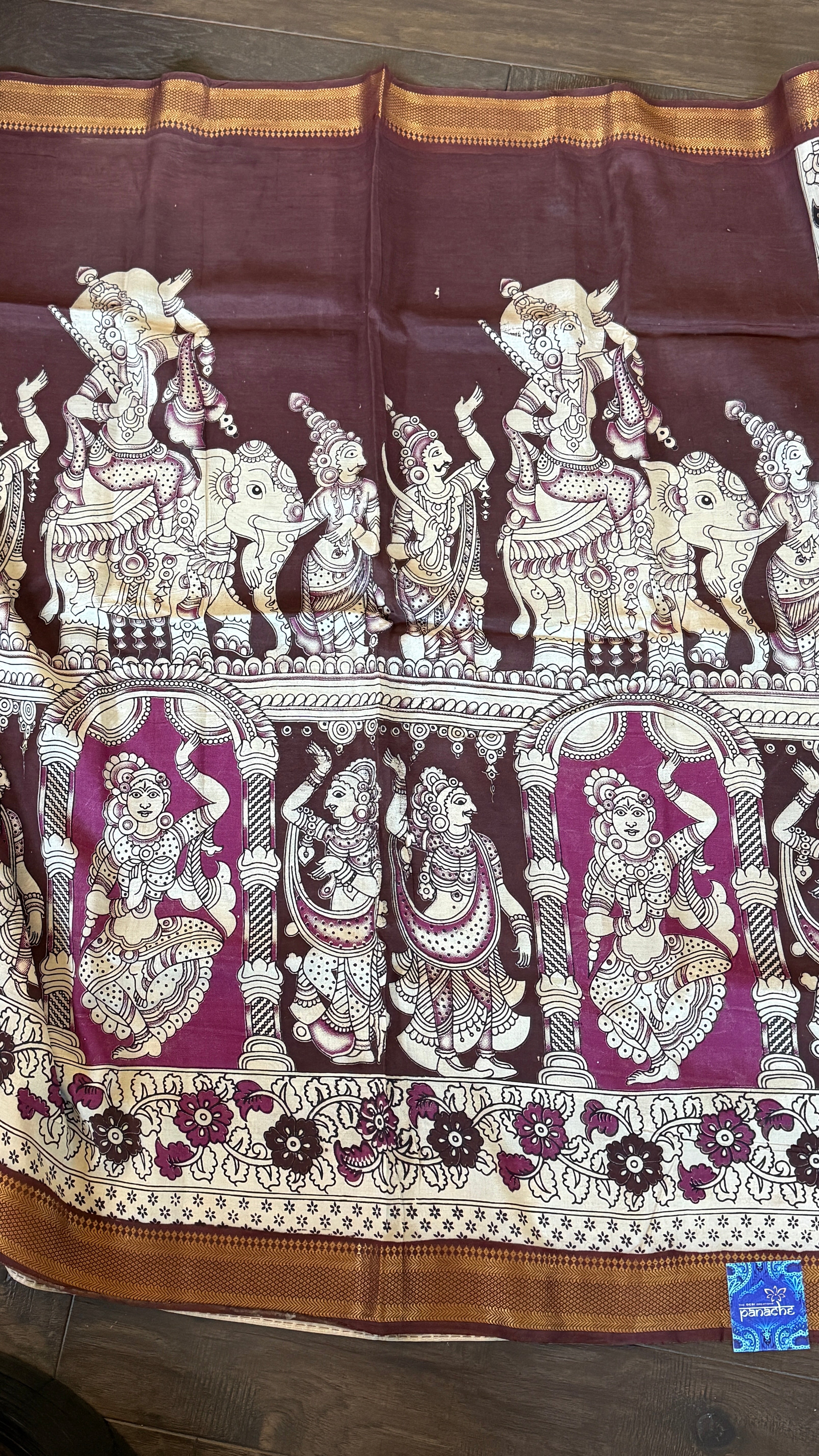 Chinori Silk Kalamkari  - Chocolate Brown