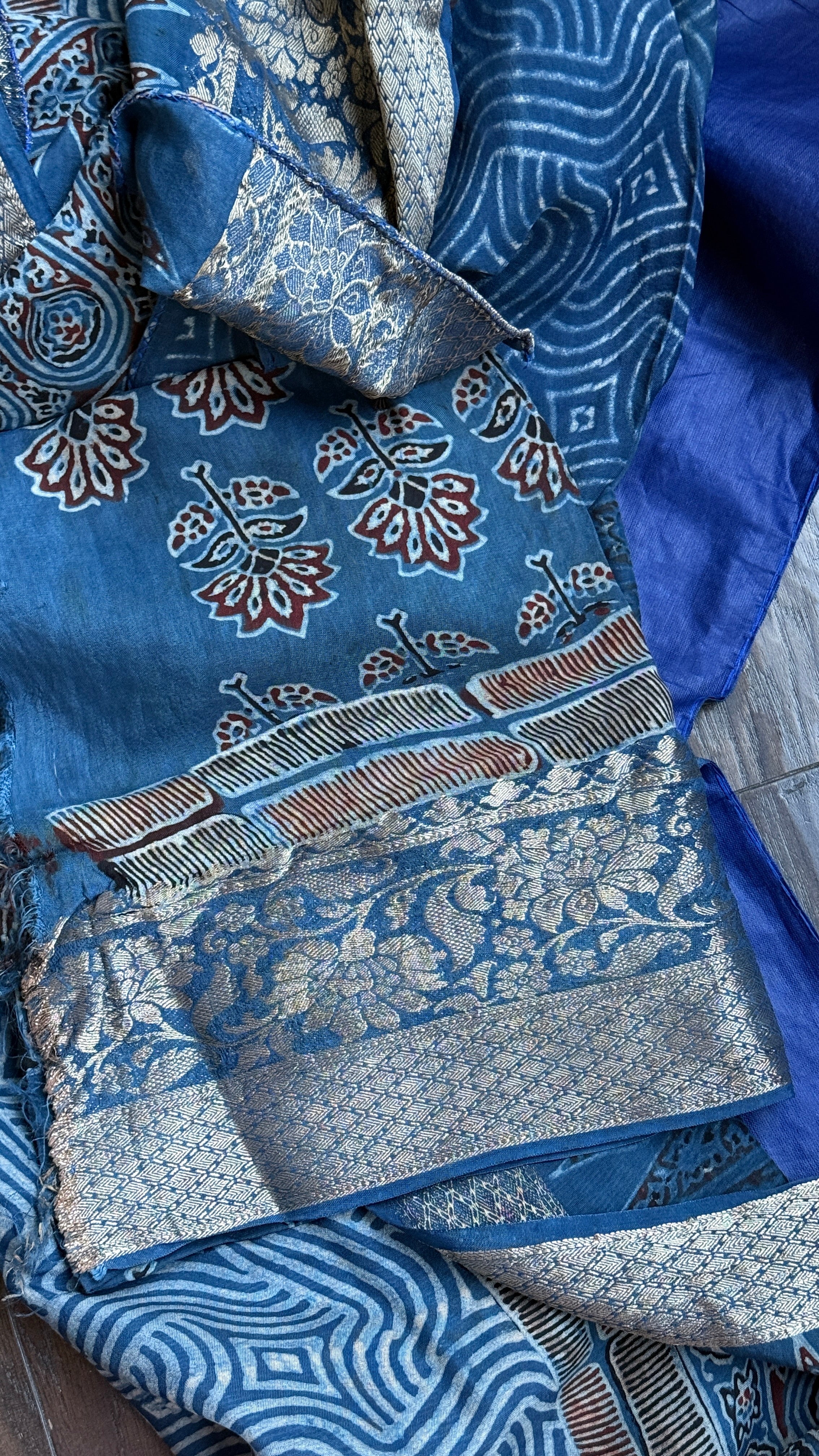 Dola Silk Ajrakh - Indigo 2