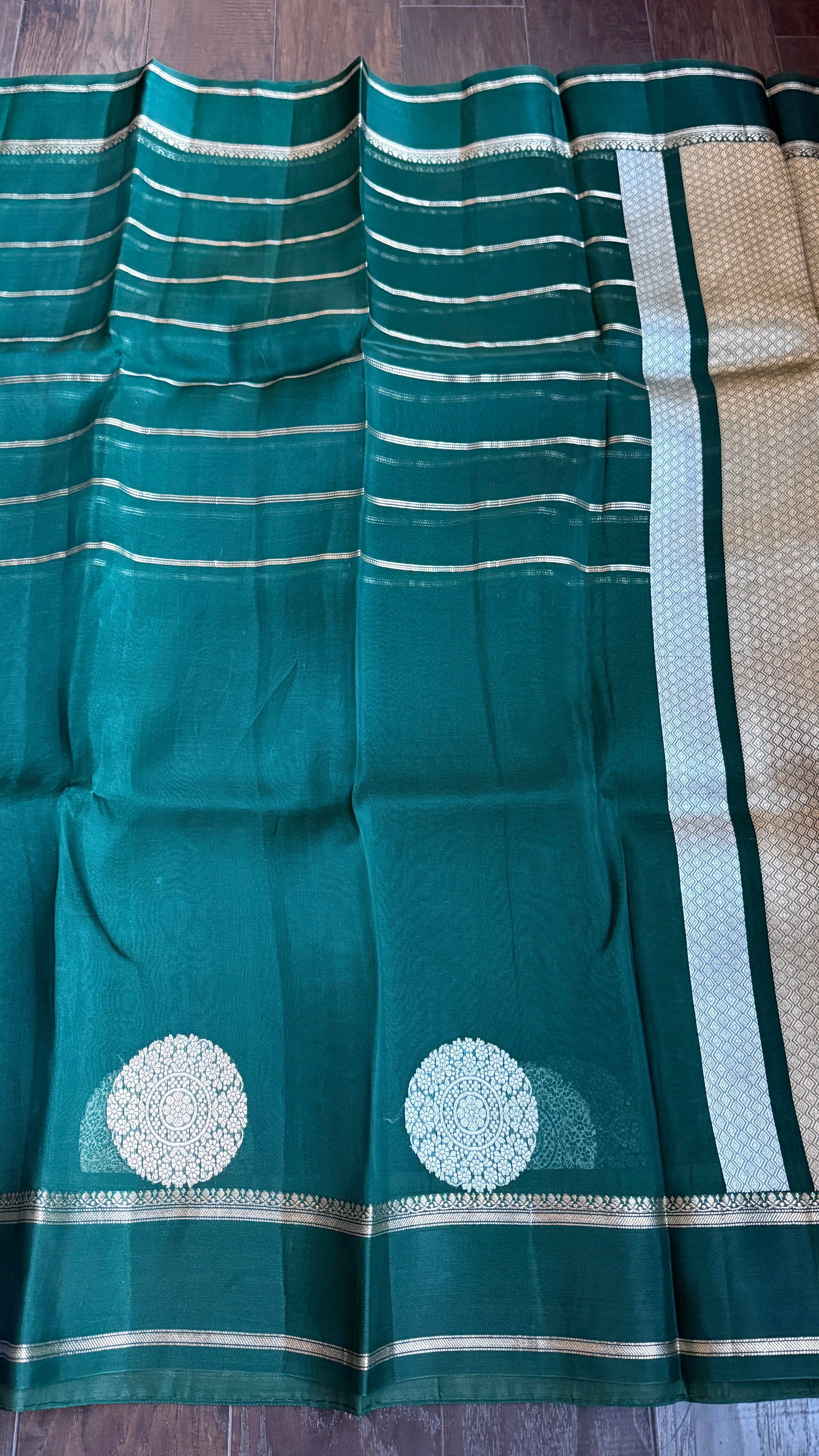 Kora Silk Banarasi - Teal Green