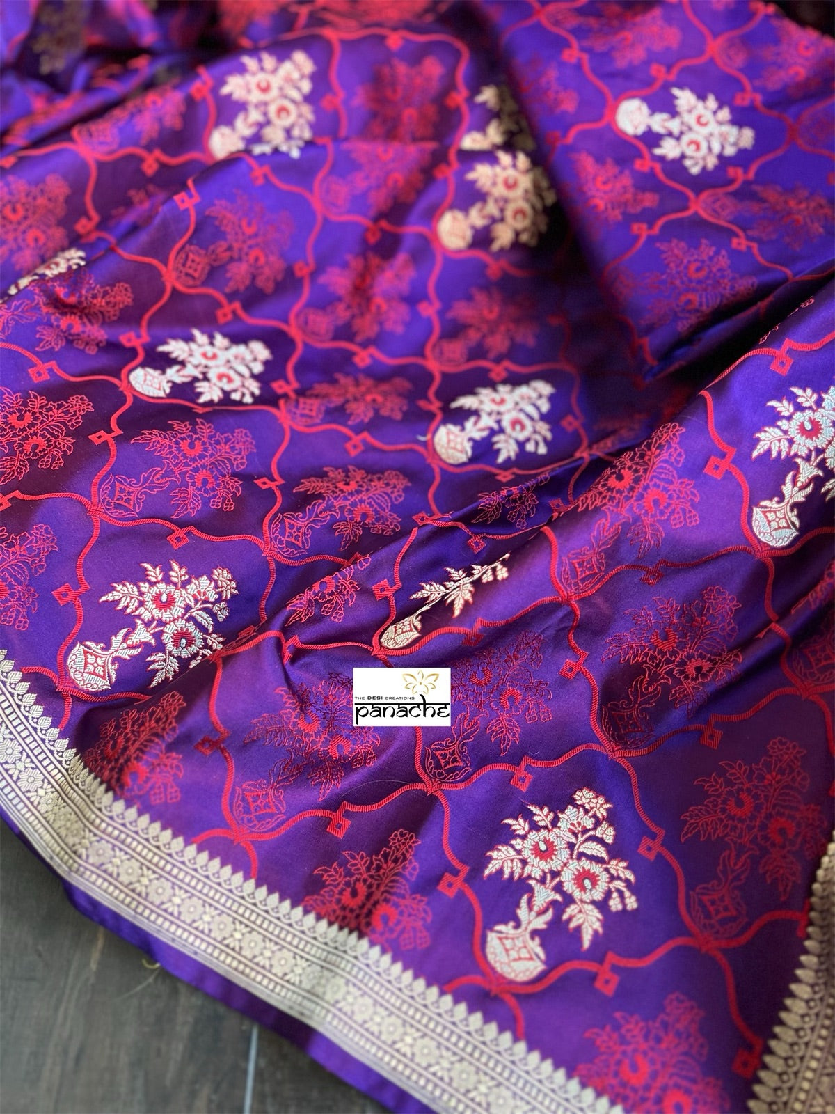 Pure Silk Mashru Banarasi- Purple