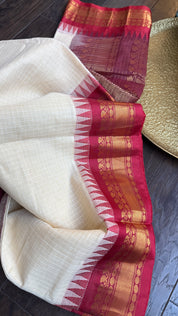 Cotton Gadwal - Beige Maroon