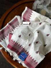 Pure Silk Katan Banarasi- White Maroon