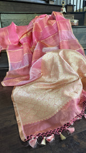 Tissue Organza Silk Banarsi - Rangkat Peach Pink