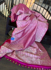 Pure Silk Brocade Banarasi- Pink